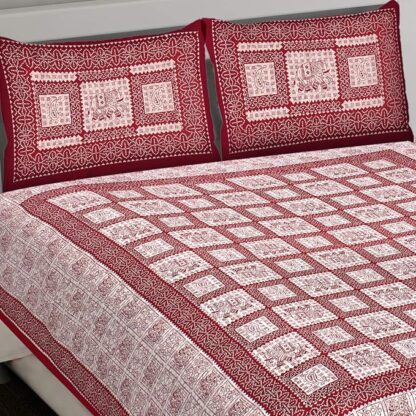 Pure Cotton Printed King Size Double Bed Sheet with 2 Pillow Covers - Image 4