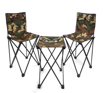 Foldable Military Green Camping Set (2 Chairs + 1 Table)