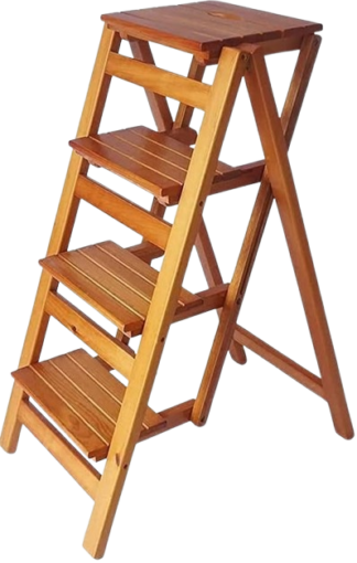 Foldable 4 Tread Wooden Stepstool Ladder