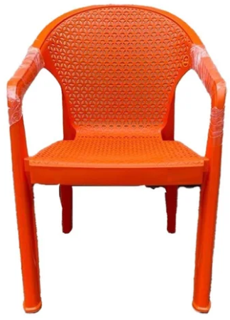 Orange Plastic Arm Chair with Armrest