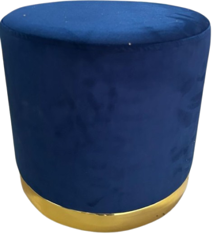 Blue Velvet Puffy Ottoman