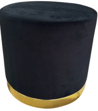 Black Velvet Puffy Ottoman