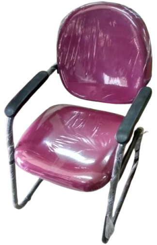 Purple PVC Mid back Chair with Armrest