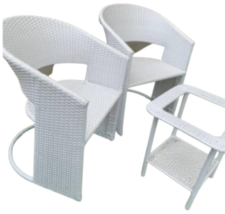 Rattan White Garden Table Chair Set