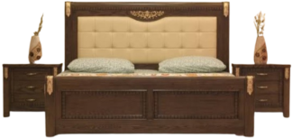 Teak Wood Brown King Size Double Bed with Storage