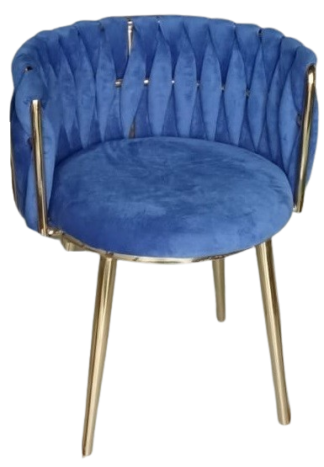 Blue Velvet Round Chair with Cushion