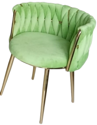 Green Velvet Round Chair with Cushion