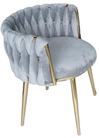 Grey Velvet Round Chair with Cushion